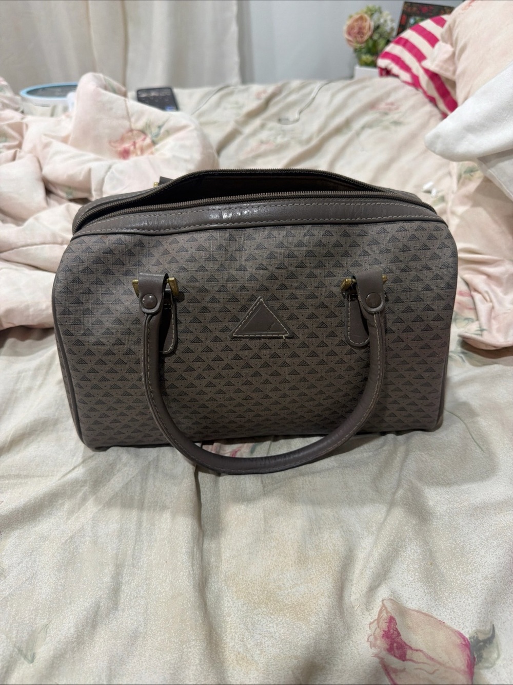 Liz Claiborne Taupe Geometric Satchel